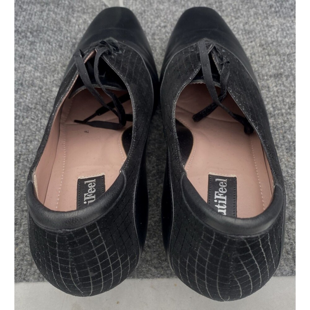 BeautiFeel Joan 7083 Black Leather Suede Net Pumps Women's Size 41 M Oxford Heel - Picture 13 of 14